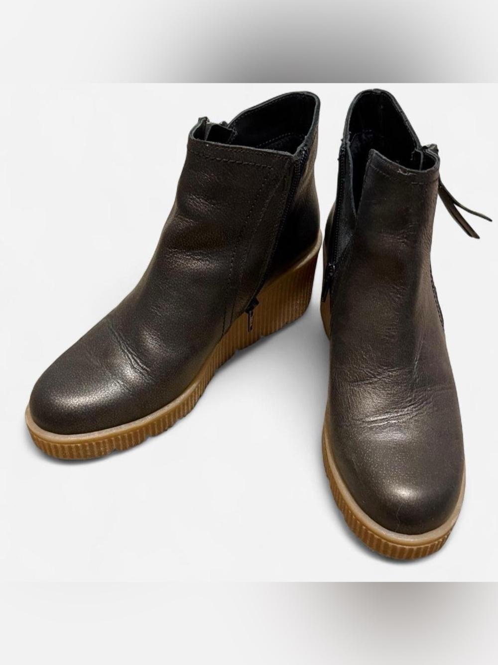 Yokono Spain | Dark Brown Leather | Wedge Boots | Chunky Heel | Size 39